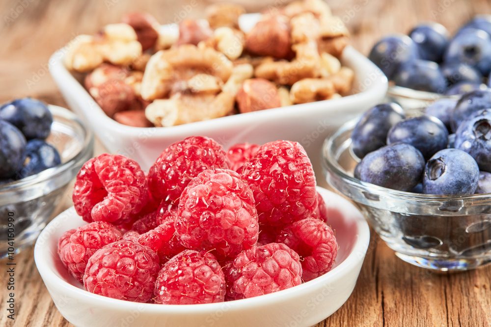 Super food breakfast with berries and nuts Super food breakfast with berries and nuts