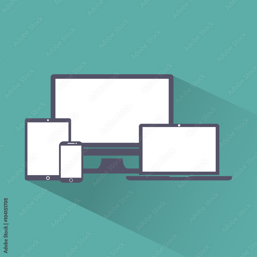 Set of display, laptop, tablet and mobile phones electronic device outline icons template. Vector illustration. EPS10 Set of display, laptop, tablet and mobile phones electronic device outline icons template. Vector illustration. EPS10