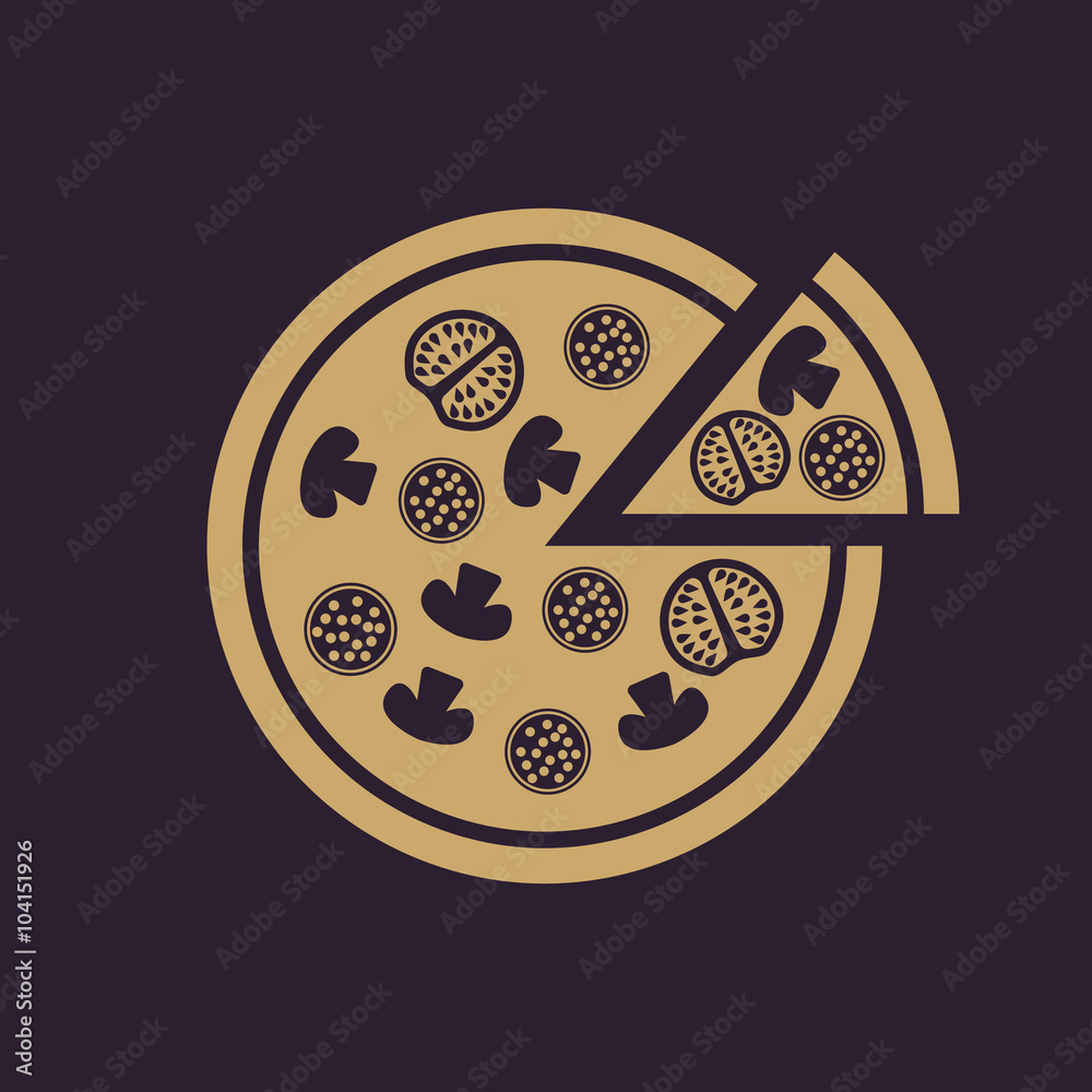 The pizza icon. Pizzeria and baking, fast food symbol. Flat The pizza icon. Pizzeria and baking, fast food symbol. Flat
