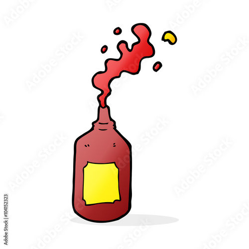 cartoon squirting ketchup bottle