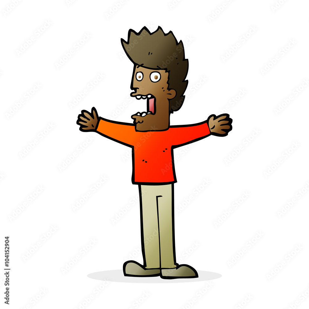 cartoon terrified man