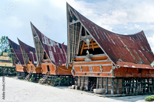 Traditional Batak house on the Samosir island,  Indonesia