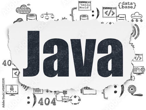 Programming concept: Java on Torn Paper background photo