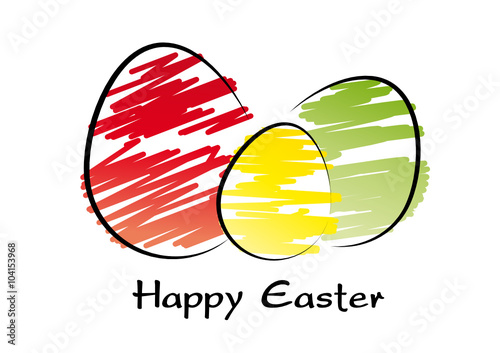 drei farbige eier - happy easter