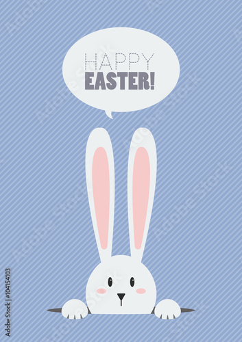 Happy Easter with white rabbit