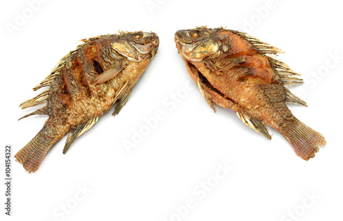 Fried Tilapia fish fried isolated on white background