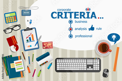 Criteria regulation generality business marketing concept. photo