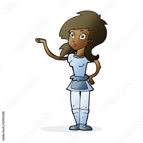 cartoon pretty waitress