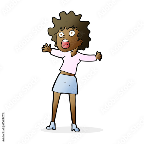 cartoon frightened woman
