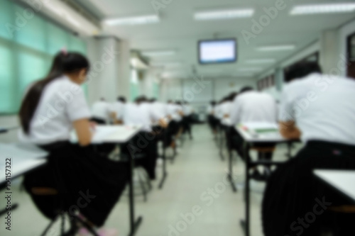 Blur student during quiz or exams in class of university