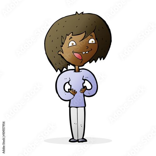 cartoon excited woman