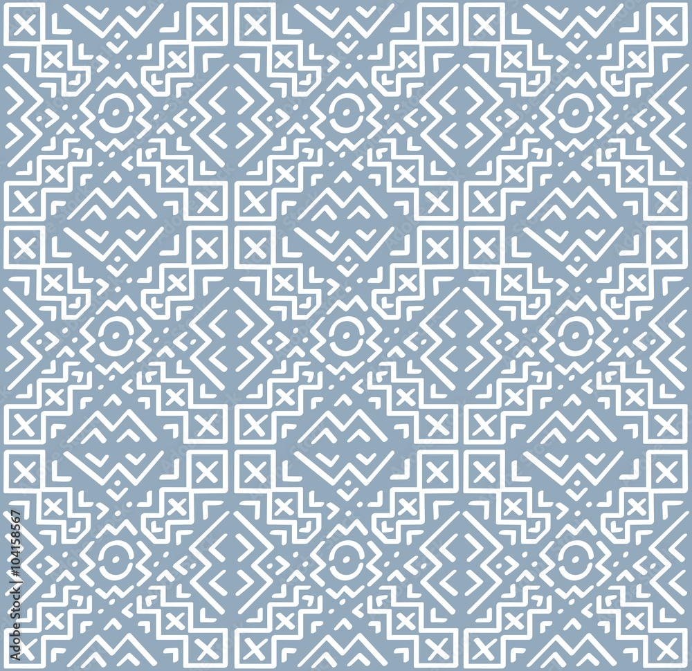 Hand Drawn Ethnic Seamless Pattern in Tribal Style