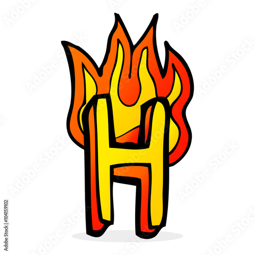 cartoon flaming letter