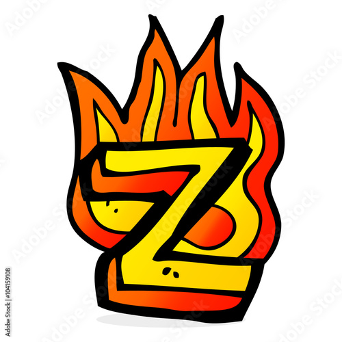 cartoon flaming letter