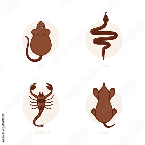 Mice, snake, scorpions, moles simple vector 