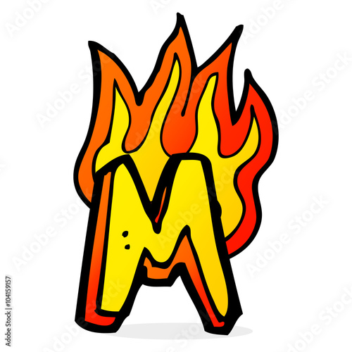 cartoon flaming letter
