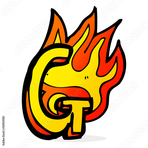cartoon flaming letter