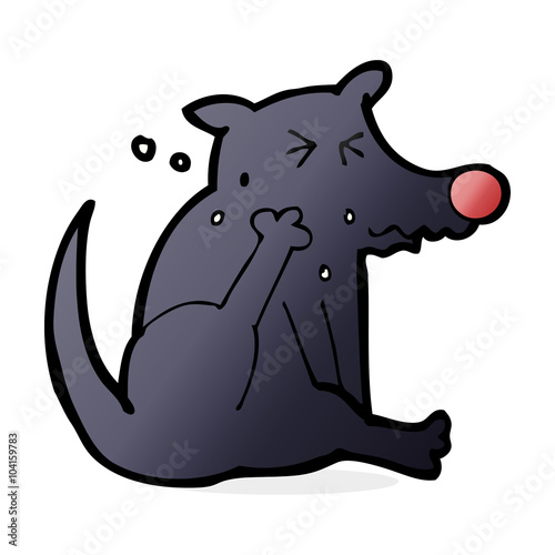 cartoon dog scratching
