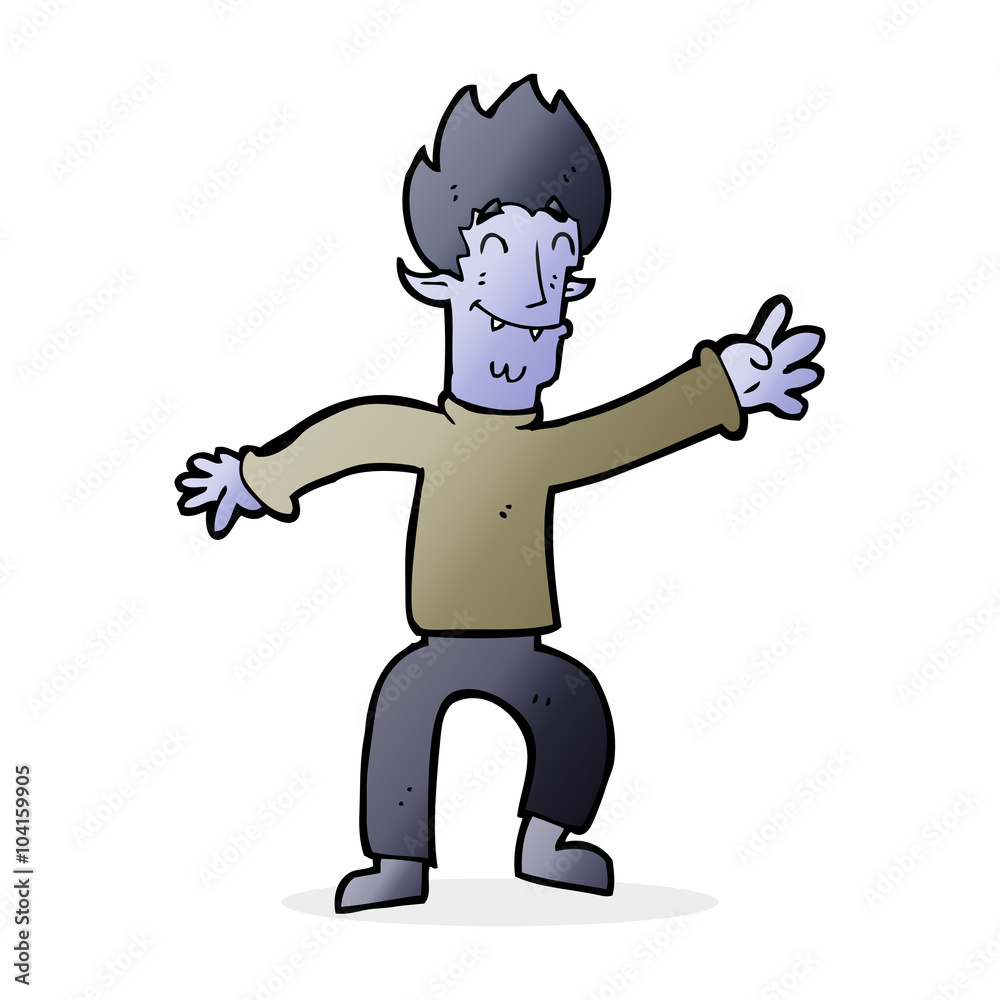 cartoon happy vampire man