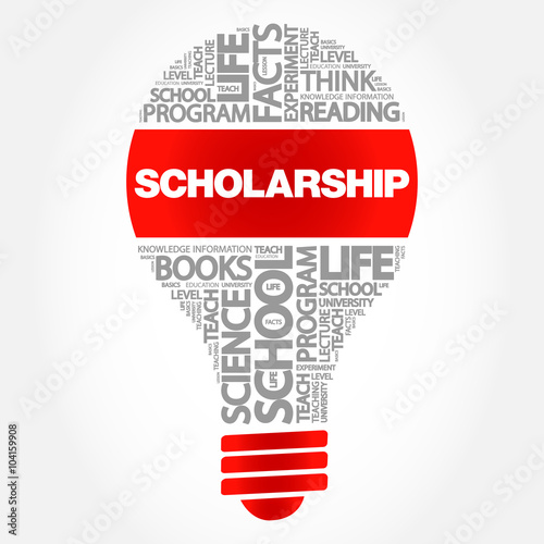 Scholarship bulb word cloud, business concept