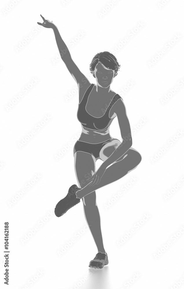 Fitness woman stretching on white isolated - warm up concept Fitness woman stretching on white isolated - warm up concept