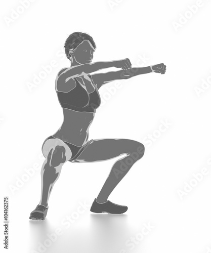 Fitness woman stretching on white isolated - warm up concept