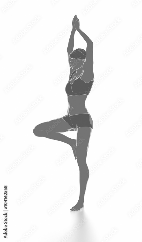 Fitness woman stretching on white isolated - yoga concept