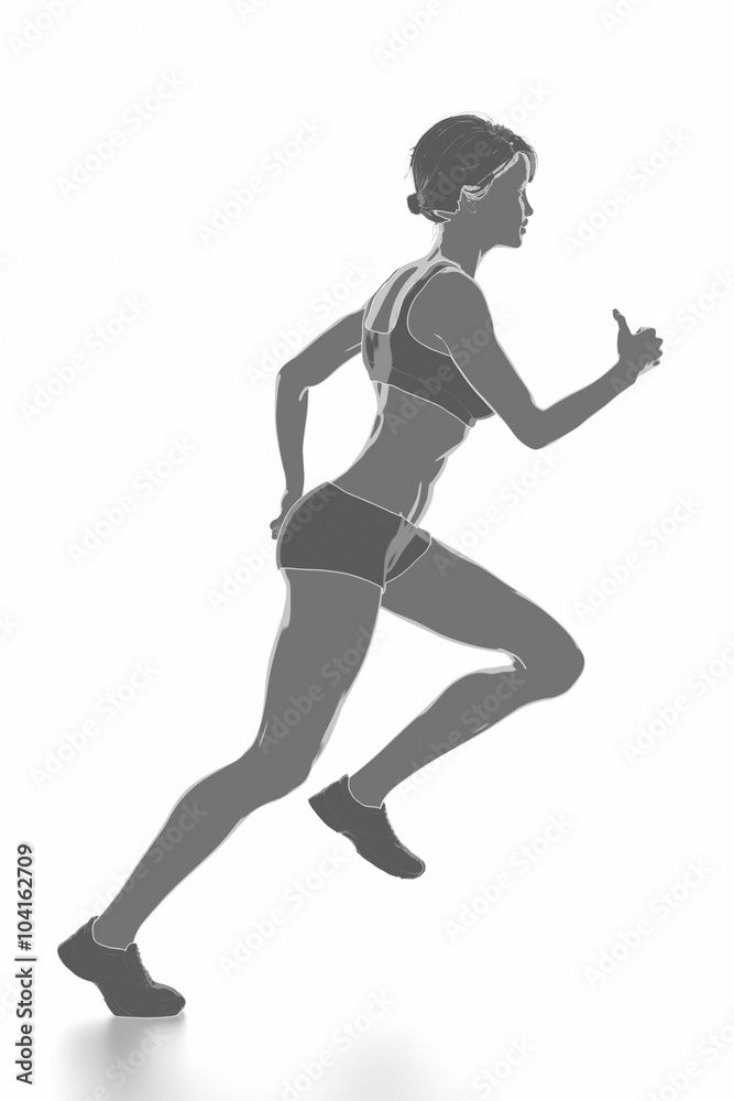 Fitness woman stretching on white isolated - warm up concept