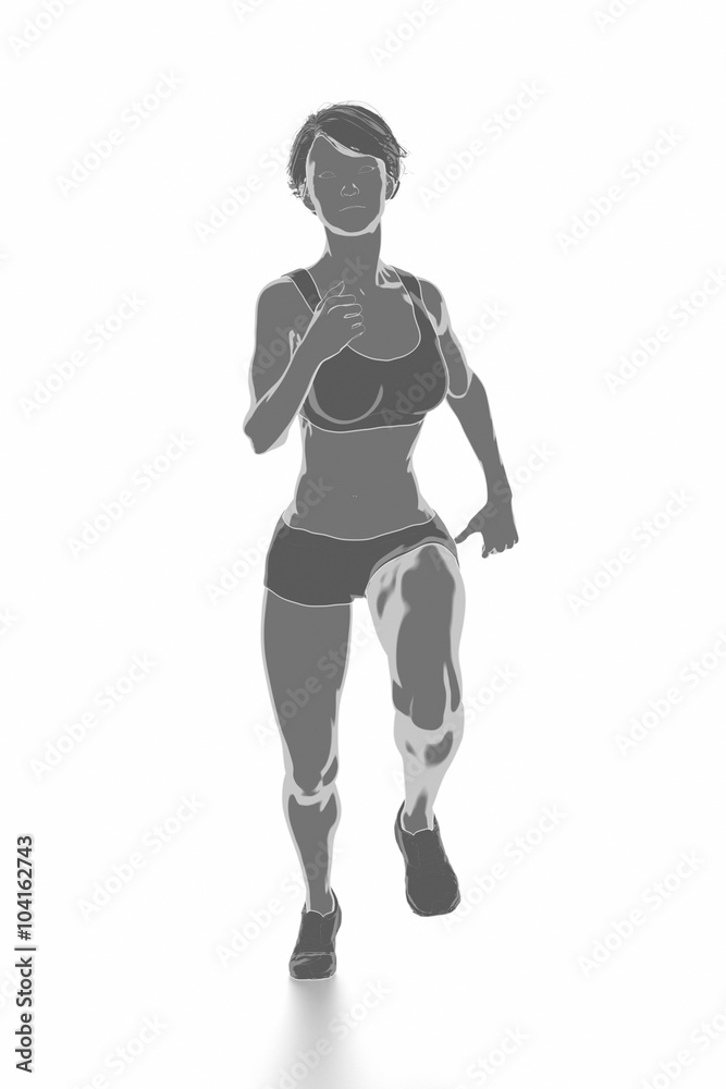 Fitness woman stretching on white isolated - warm up concept