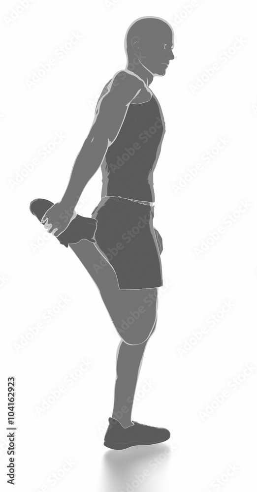 Fitness and stretching on white isolated - warm up concept