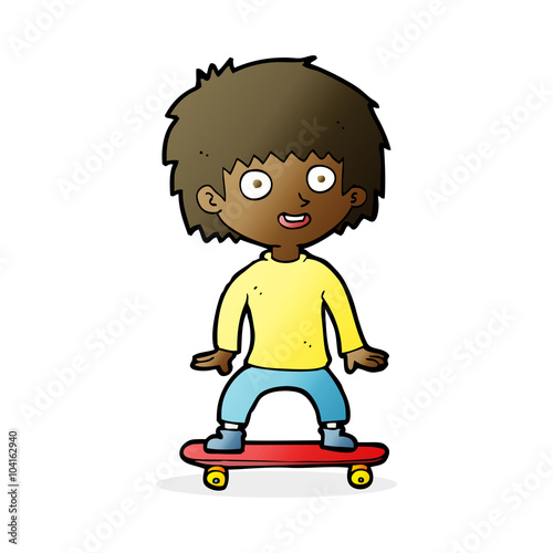 cartoon boy on skateboard
