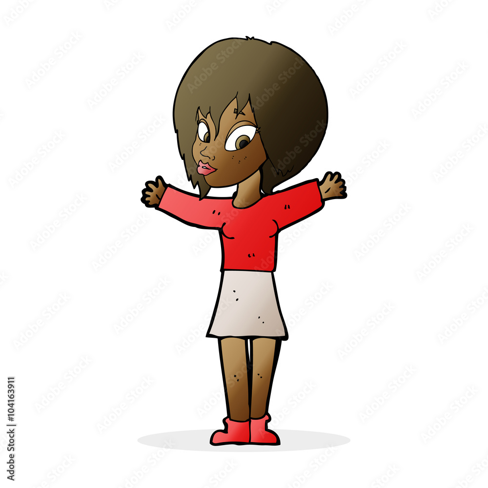cartoon woman with open arms cartoon woman with open arms