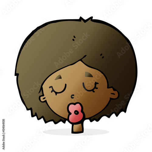 cartoon woman with eyes closed