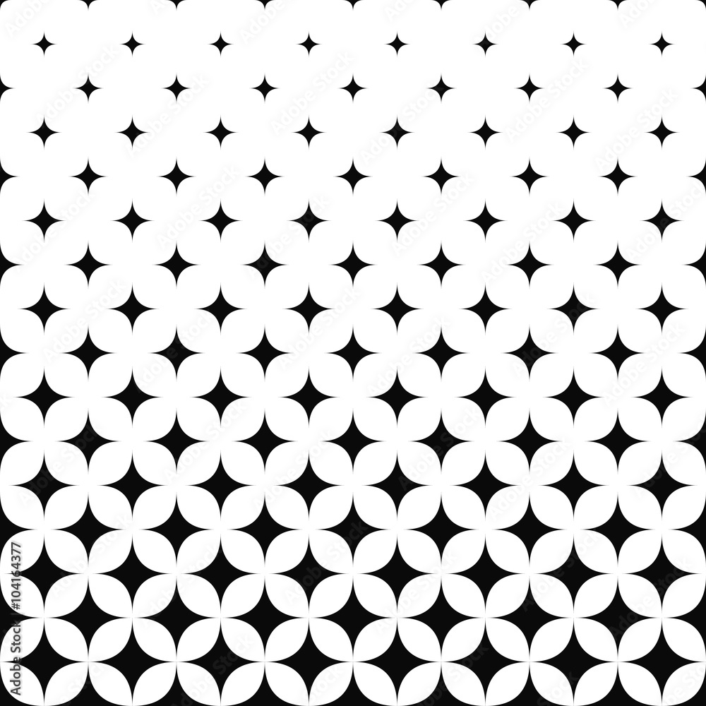 Seamless monochrome curved star pattern