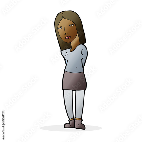 cartoon woman waiting
