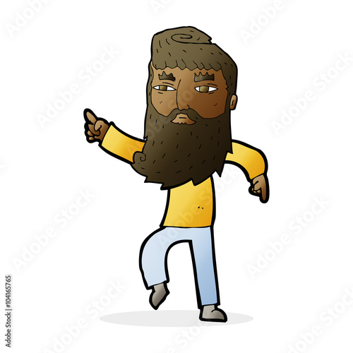 cartoon bearded man pointing the way