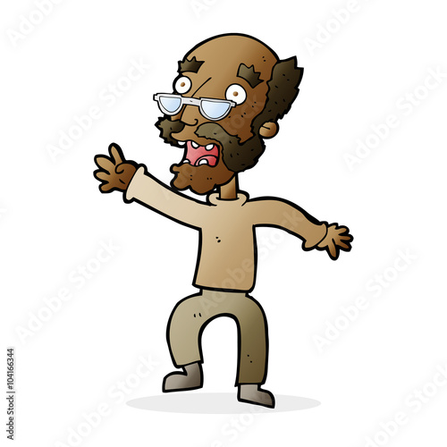 cartoon frightened old man