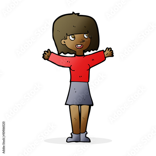 cartoon excited woman