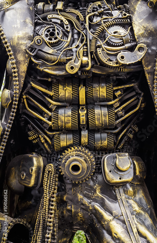 Background metal steel gear robot