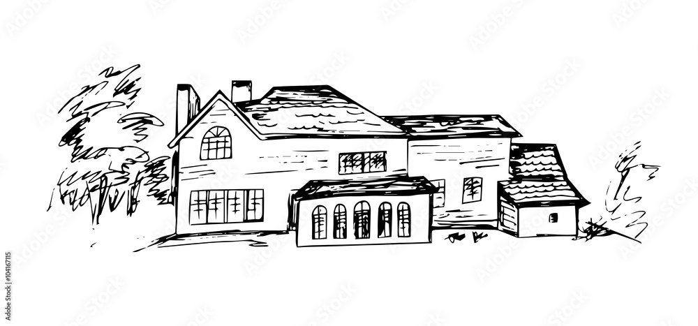 Isolated hand drawn house