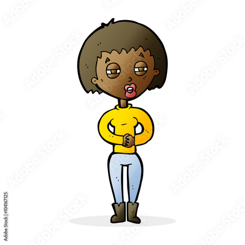 cartoon tired woman