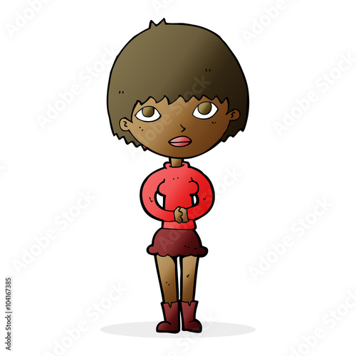 cartoon woman waiting patiently