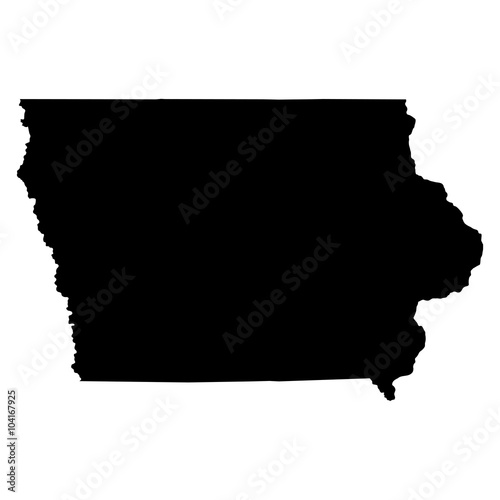Iowa black map on white background vector