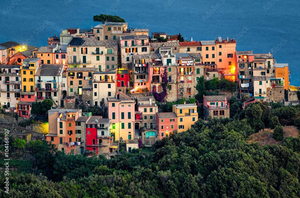 Corniglia (Cinque Terre Italy) at twilight