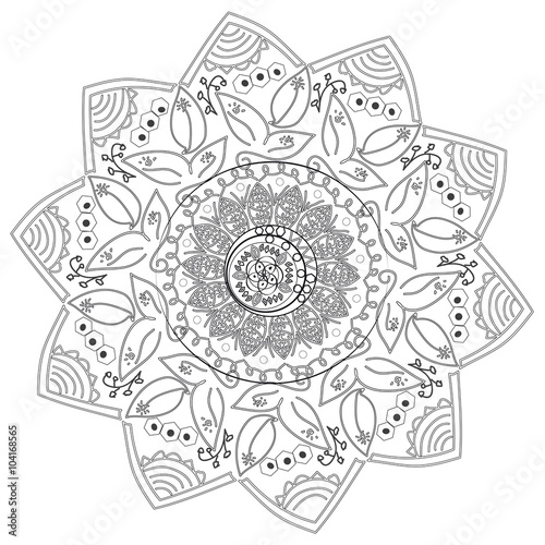 Circular abstract pattern of different elements.