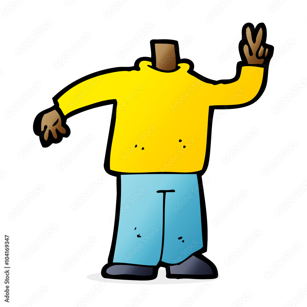 cartoon body giving peace sign (mix and match cartoons or add ow