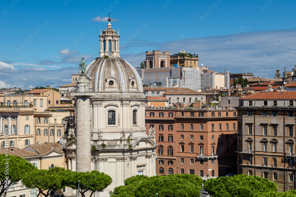 Rome View with Column and Dome