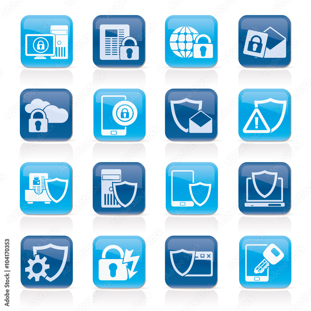 Data and Information Protection Security Icons  - vector icon set
