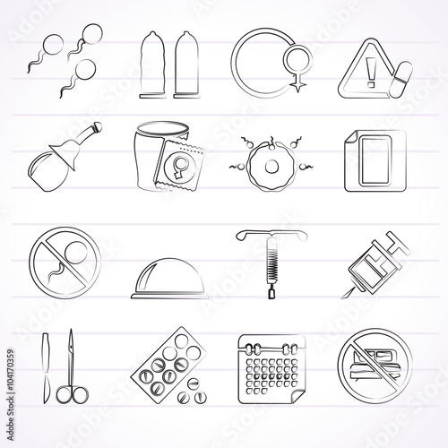 Pregnancy and contraception Icons - vector icon set