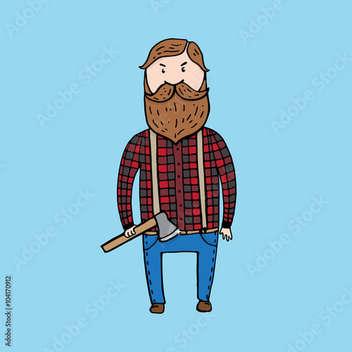 Cute lumberjack with an axe